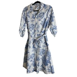 Chloe+Rene Woman’s Blue and White Printed Shirt Dress size large